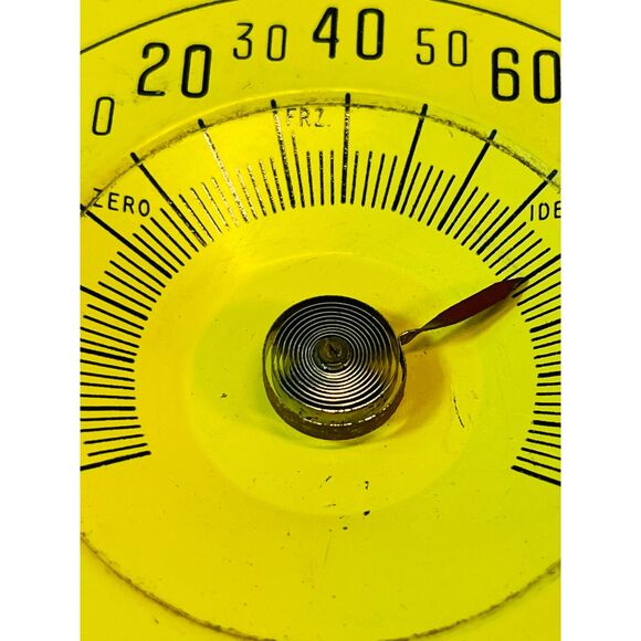 Vintage Cooper Mini Fry Skillet Wall Thermometer Yellow Kitchen Farmhouse WORKS - Picture 6 of 7